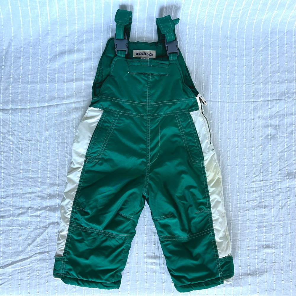 Kid’s 2T Snow bib overalls snowsuit ski bib, OshKosh green boy or girl
